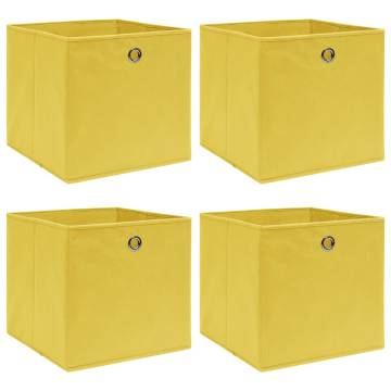 Yellow Fabric Storage Boxes - 4 Pcs (32x32x32 cm)