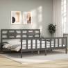 Bed Frame with Headboard Grey 200x200 cm Solid Wood Colour grey Size 200 x 200 cm 