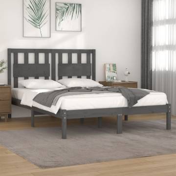 Grey Solid Wood Pine Bed Frame 180x200 cm Super King Size