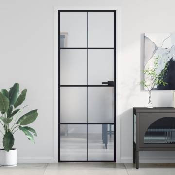 Interior Door Slim Black 76x201.5 cm - Tempered Glass & Aluminium