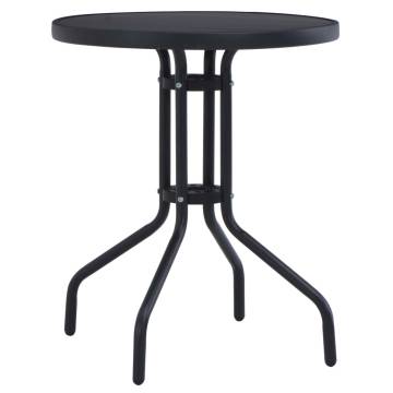 Garden Table Black 80 cm Steel and Glass - Durable & Elegant