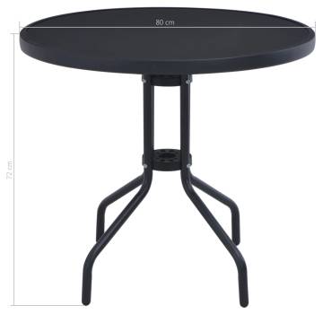 Garden Table Black 80 cm Steel and Glass - Durable & Elegant