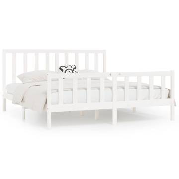 White Solid Wood Bed Frame 200x200 cm - Timeless Design