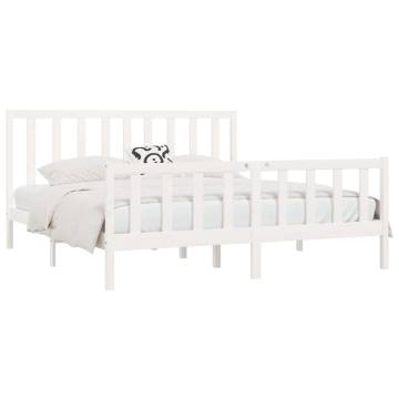 White Solid Wood Bed Frame 200x200 cm - Timeless Design