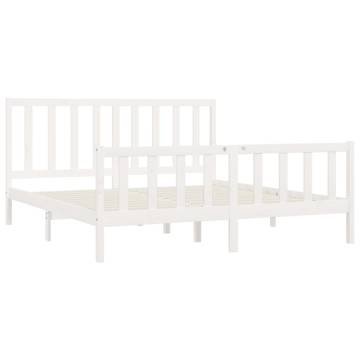 White Solid Wood Bed Frame 200x200 cm - Timeless Design