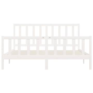 White Solid Wood Bed Frame 200x200 cm - Timeless Design