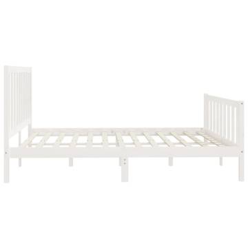 White Solid Wood Bed Frame 200x200 cm - Timeless Design