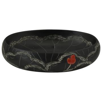 Stylish Black Oval Countertop Basin - 59x40 cm Ceramic