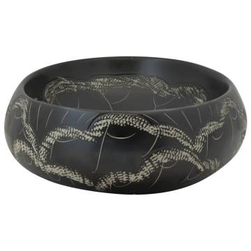 Stylish Black Oval Countertop Basin - 59x40 cm Ceramic