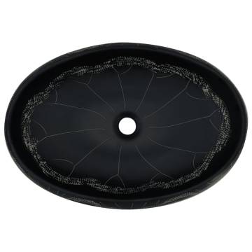 Stylish Black Oval Countertop Basin - 59x40 cm Ceramic