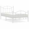 Metal Bed Frame with Headboard & Footboard - White 100x190 cm