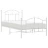 Metal Bed Frame with Headboard & Footboard - White 100x190 cm