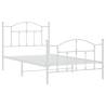 Metal Bed Frame with Headboard & Footboard - White 100x190 cm