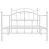 Metal Bed Frame with Headboard & Footboard - White 100x190 cm