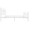 Metal Bed Frame with Headboard & Footboard - White 100x190 cm