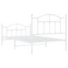 Metal Bed Frame with Headboard & Footboard - White 100x190 cm