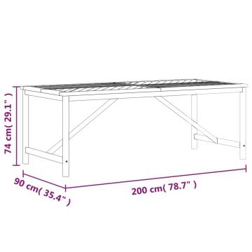 Garden Dining Table 200x90 cm | Solid Wood Acacia | HipoMarket