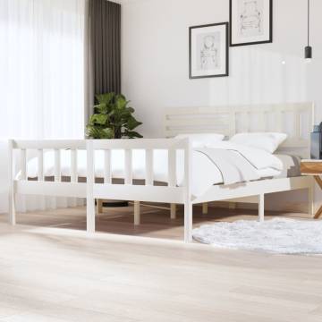 White Super King Size Bed Frame 180x200 cm - Solid Wood