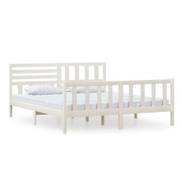 White Super King Size Bed Frame 180x200 cm - Solid Wood