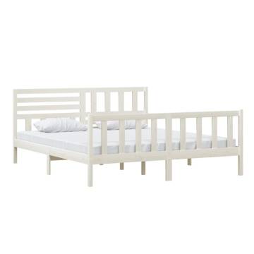 White Super King Size Bed Frame 180x200 cm - Solid Wood