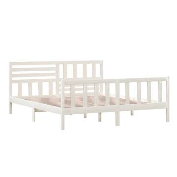 White Super King Size Bed Frame 180x200 cm - Solid Wood