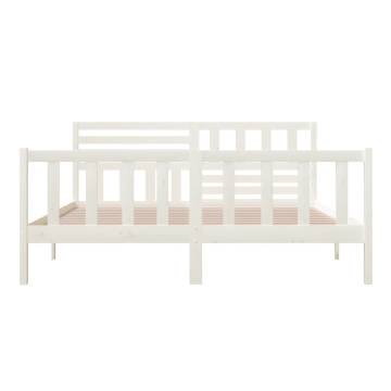 White Super King Size Bed Frame 180x200 cm - Solid Wood