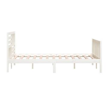 White Super King Size Bed Frame 180x200 cm - Solid Wood