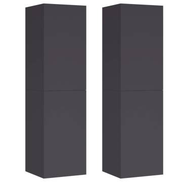 Stylish Grey TV Cabinets Set - 2 pcs, Engineered Wood | HipoMarket