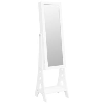 Mirror Jewellery Cabinet with LED Lights - Free Standing White