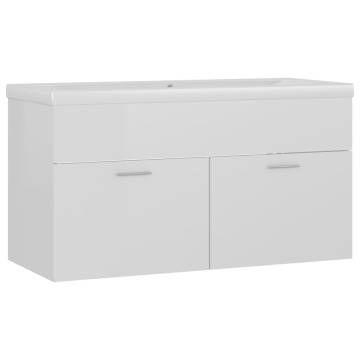 High Gloss White Sink Cabinet with Built-in Basin | Hipo Market