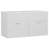 High Gloss White Sink Cabinet with Built-in Basin | Hipo Market