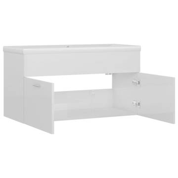 High Gloss White Sink Cabinet with Built-in Basin | Hipo Market