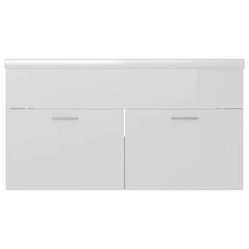 High Gloss White Sink Cabinet with Built-in Basin | Hipo Market