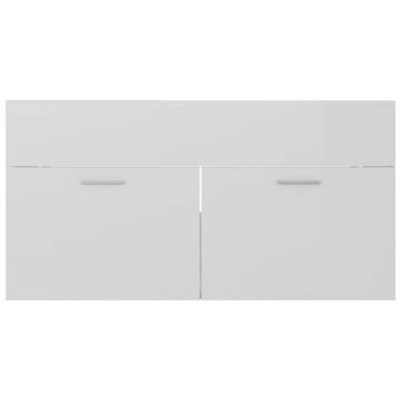 High Gloss White Sink Cabinet with Built-in Basin | Hipo Market