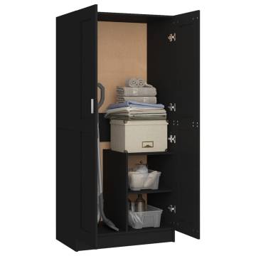 Compact Black Wardrobe - 82.5x51.5x180 cm | Hipomarket