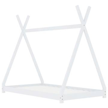 Kids Bed Frame White Solid Pine Wood 90x200 cm | Hipomarket