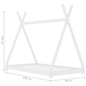 Kids Bed Frame White Solid Pine Wood 90x200 cm | Hipomarket