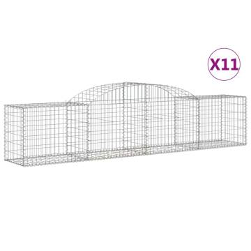 Arched Gabion Baskets - 11 pcs Galvanised Iron | HipoMarket