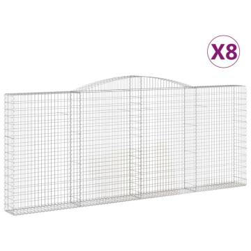 Arched Gabion Baskets - 8 pcs Galvanised Iron Garden Barriers