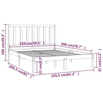 Solid Wood Pine Bed Frame - 150x200 cm King Size | HipoMarket