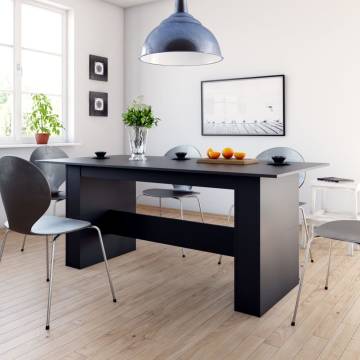 Stylish Black Dining Table - 180x90 cm Engineered Wood