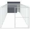 Dog House with Run - Anthracite Galvanised Steel, 214x106x181 cm