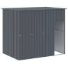 Dog House with Run - Anthracite Galvanised Steel, 214x106x181 cm