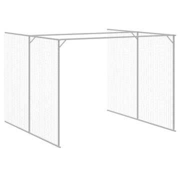 Dog House with Run - Anthracite Galvanised Steel, 214x106x181 cm