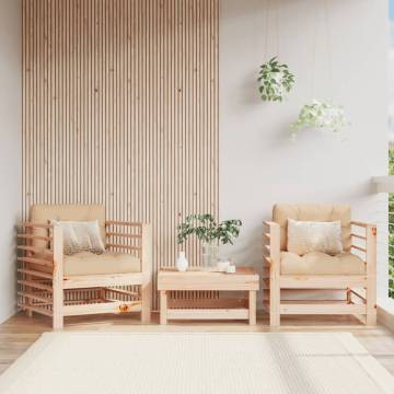 Garden Chairs with Cushions - Solid Pine Wood (2 pcs)