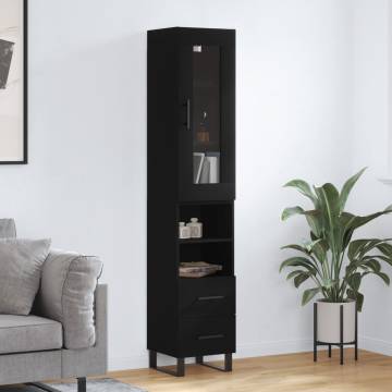 Highboard Black 34.5x34x180 cm - Stylish Engineered Wood Storage