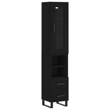 Highboard Black 34.5x34x180 cm - Stylish Engineered Wood Storage