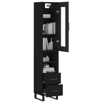 Highboard Black 34.5x34x180 cm - Stylish Engineered Wood Storage