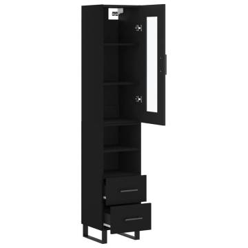 Highboard Black 34.5x34x180 cm - Stylish Engineered Wood Storage