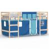 Kids' Loft Bed with Curtains - Blue 90x200cm Solid Pine Wood